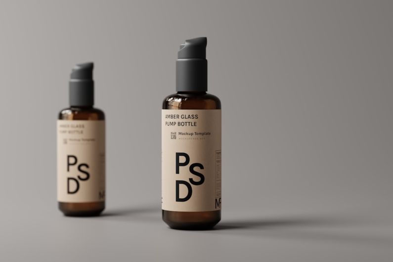 Childproof - two bottles of psd on a grey background