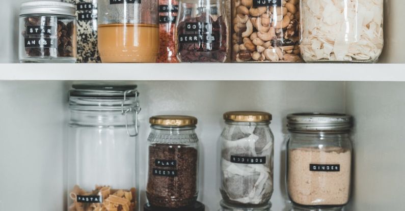 Kitchen Pantry - Clear Glass Jars With Brown and White Beans