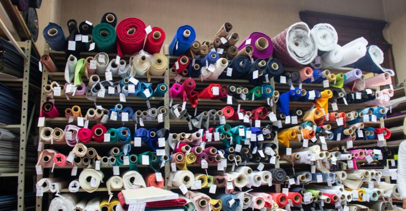 Storage Solutions - A large room with many rolls of fabric and thread